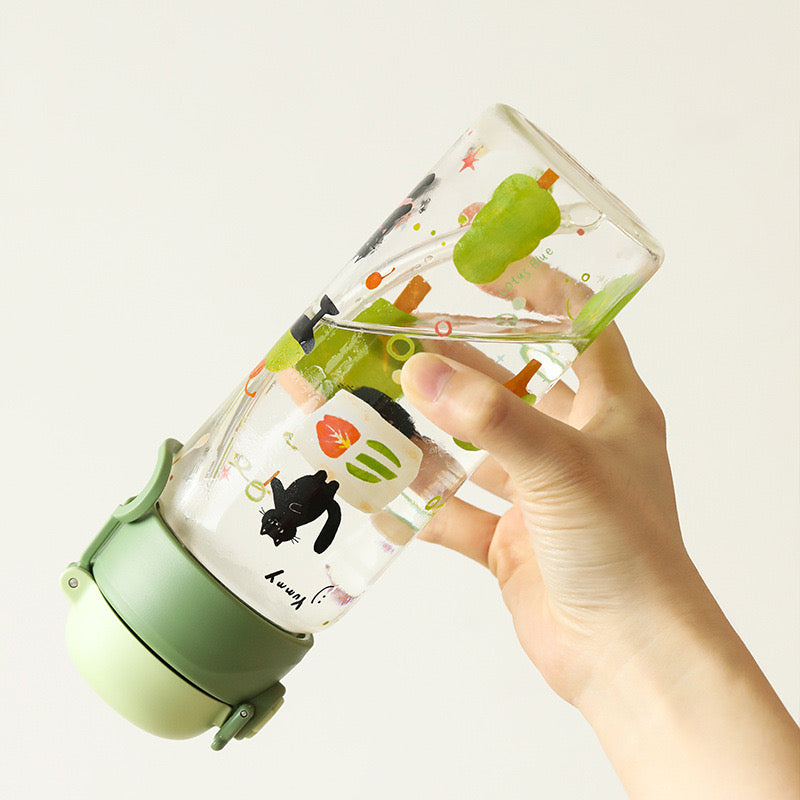 Crystal Paradise Glass bottle with straw