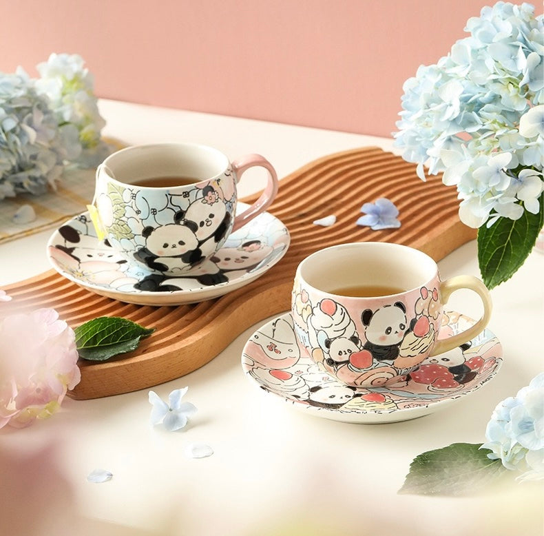 Fantasy Hydrangeas Panda Cup and Saucer
