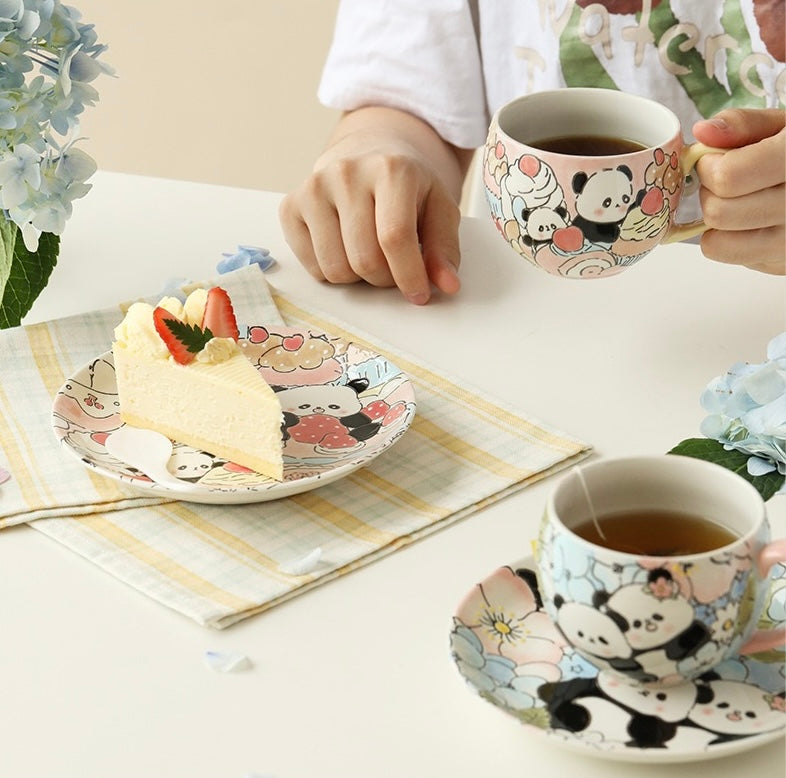 Fantasy Hydrangeas Panda Cup and Saucer