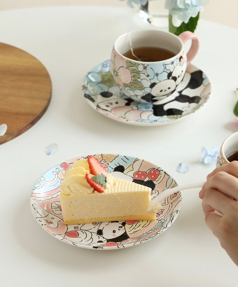 Fantasy Hydrangeas Panda Cup and Saucer