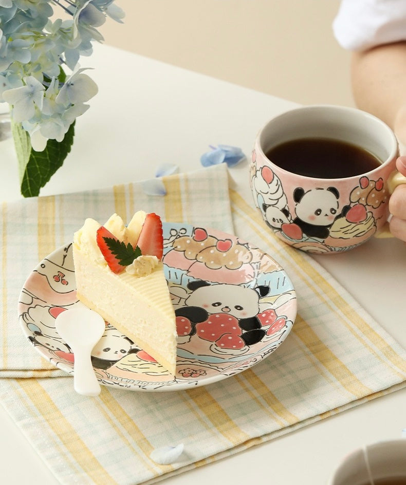 Fantasy Strawberry Cake Panda Cup and Saucer