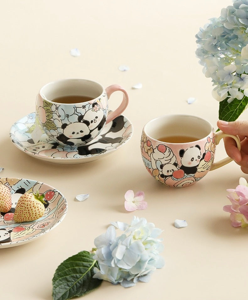 Fantasy Hydrangeas Panda Cup and Saucer