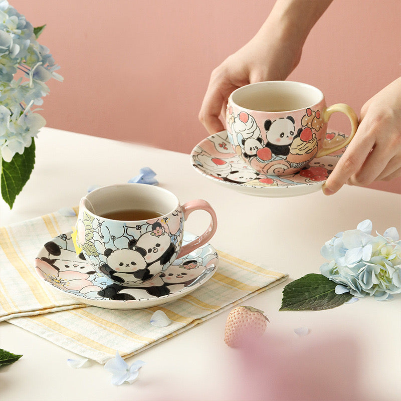 Fantasy Hydrangeas Panda Cup and Saucer