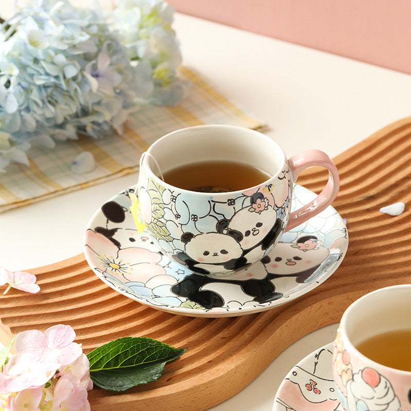 Fantasy Hydrangeas Panda Cup and Saucer