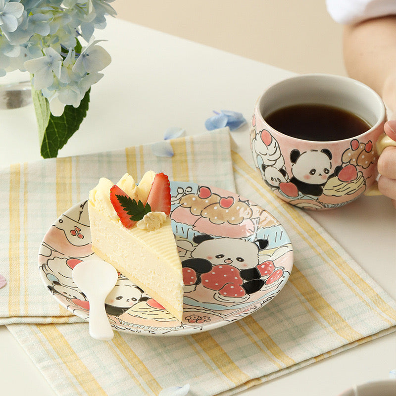 Fantasy Strawberry Cake Panda Cup and Saucer