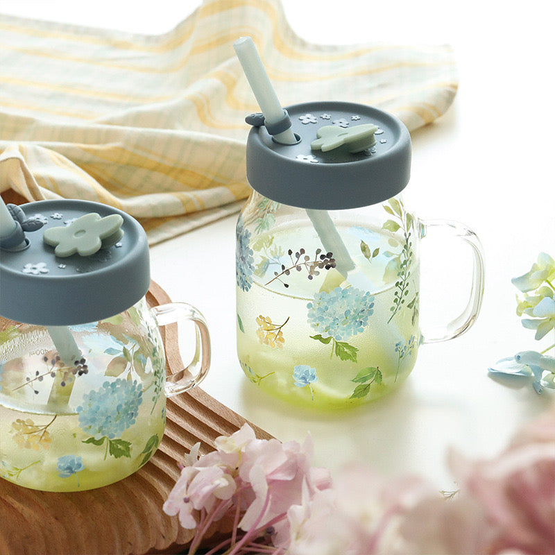 Crystal Hydrangea Straw Mug