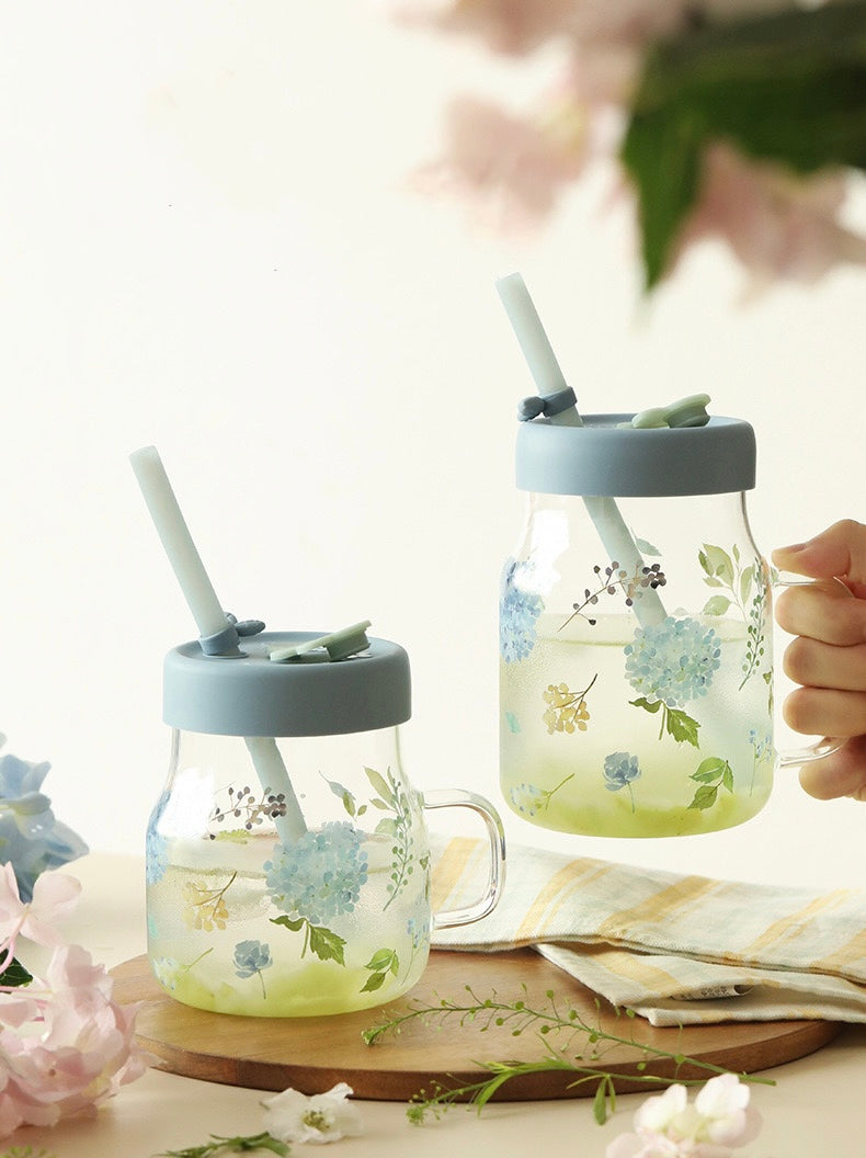 Crystal Hydrangea Straw Mug