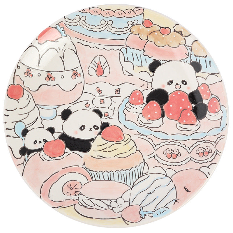 Fantasy Strawberry Cake Panda Plate