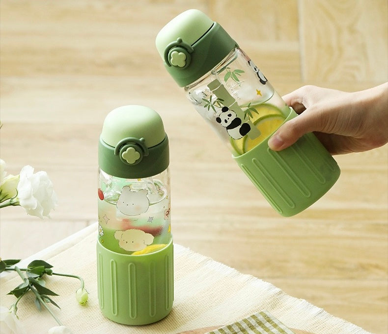 Crystal Paradise Glass bottle with straw