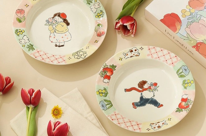 Floral Duet Deep Plate Set (Pre-order)