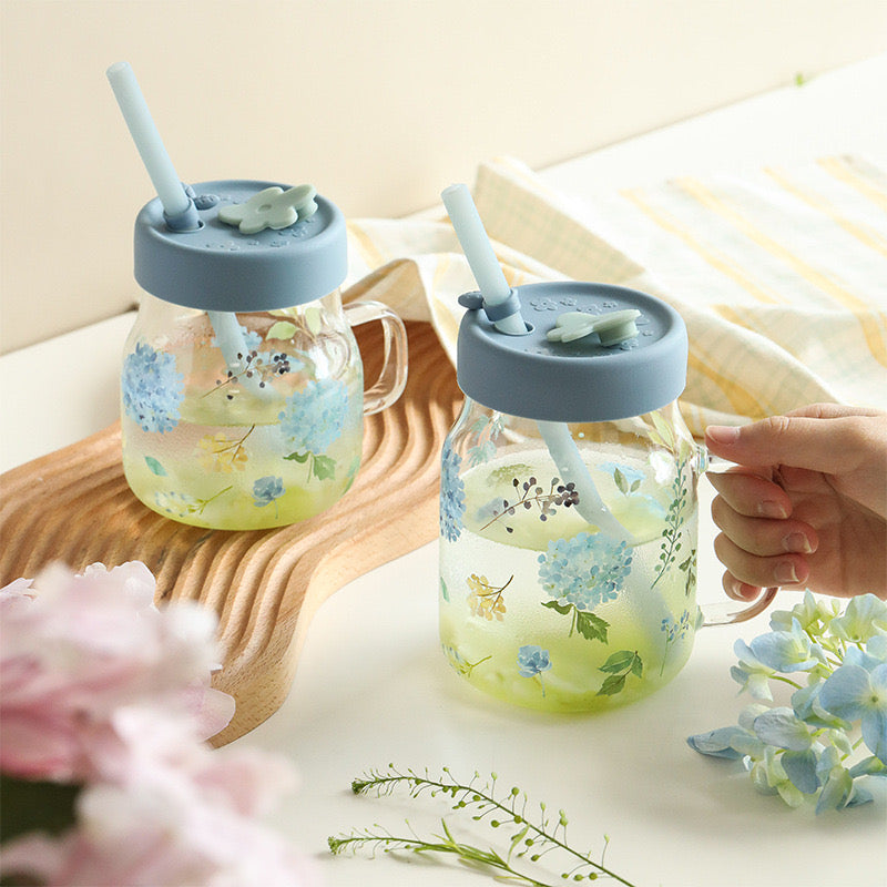 Crystal Hydrangea Straw Mug